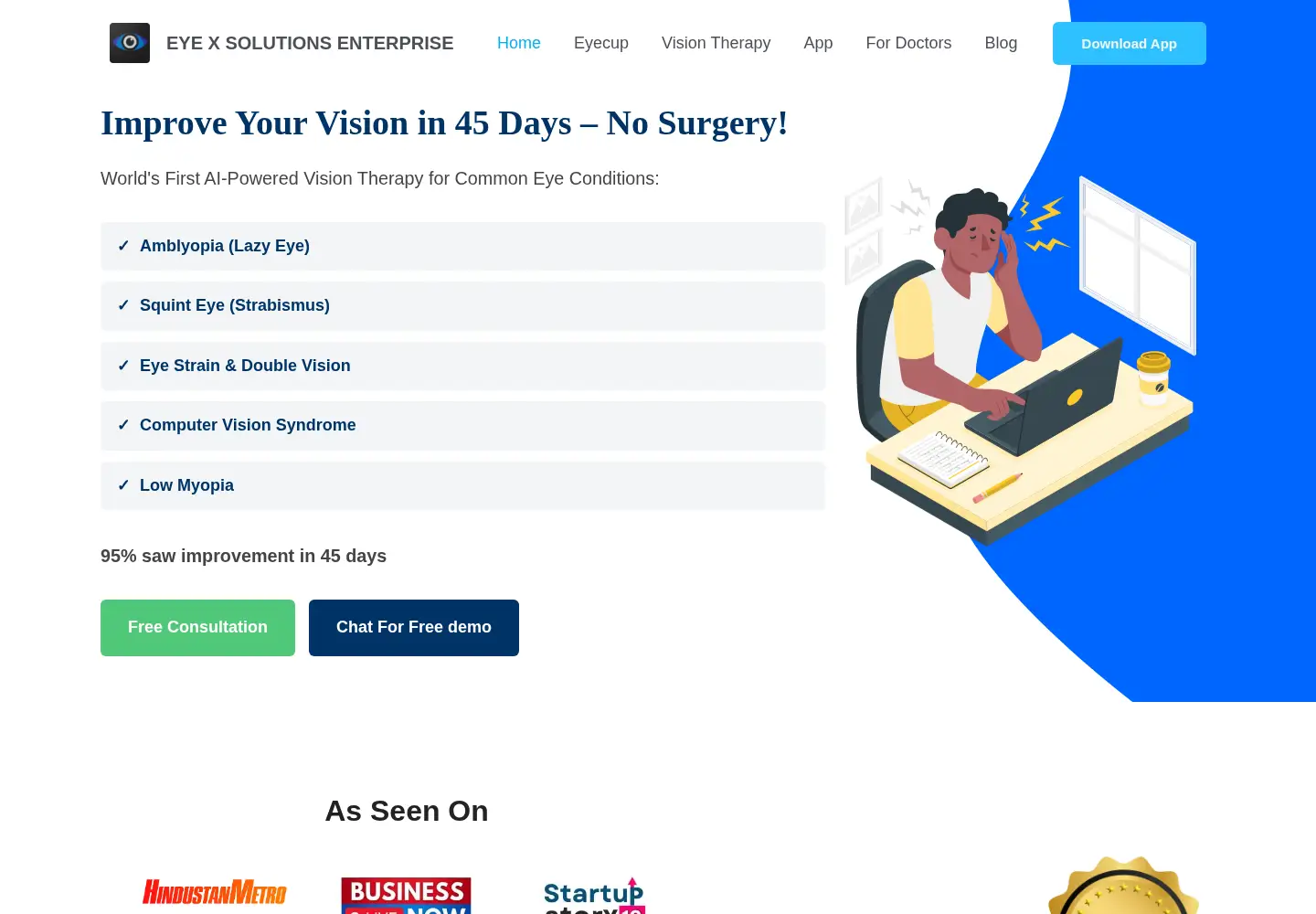 Captured homepage of eyexvisioncare.com in the current scan