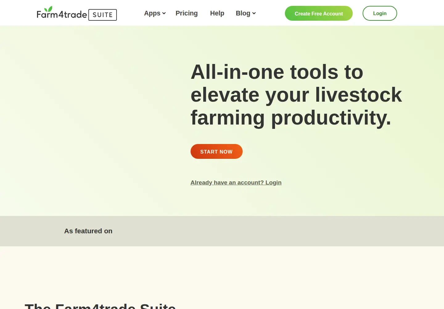 Captured homepage of farm4tradesuite.com in the current scan