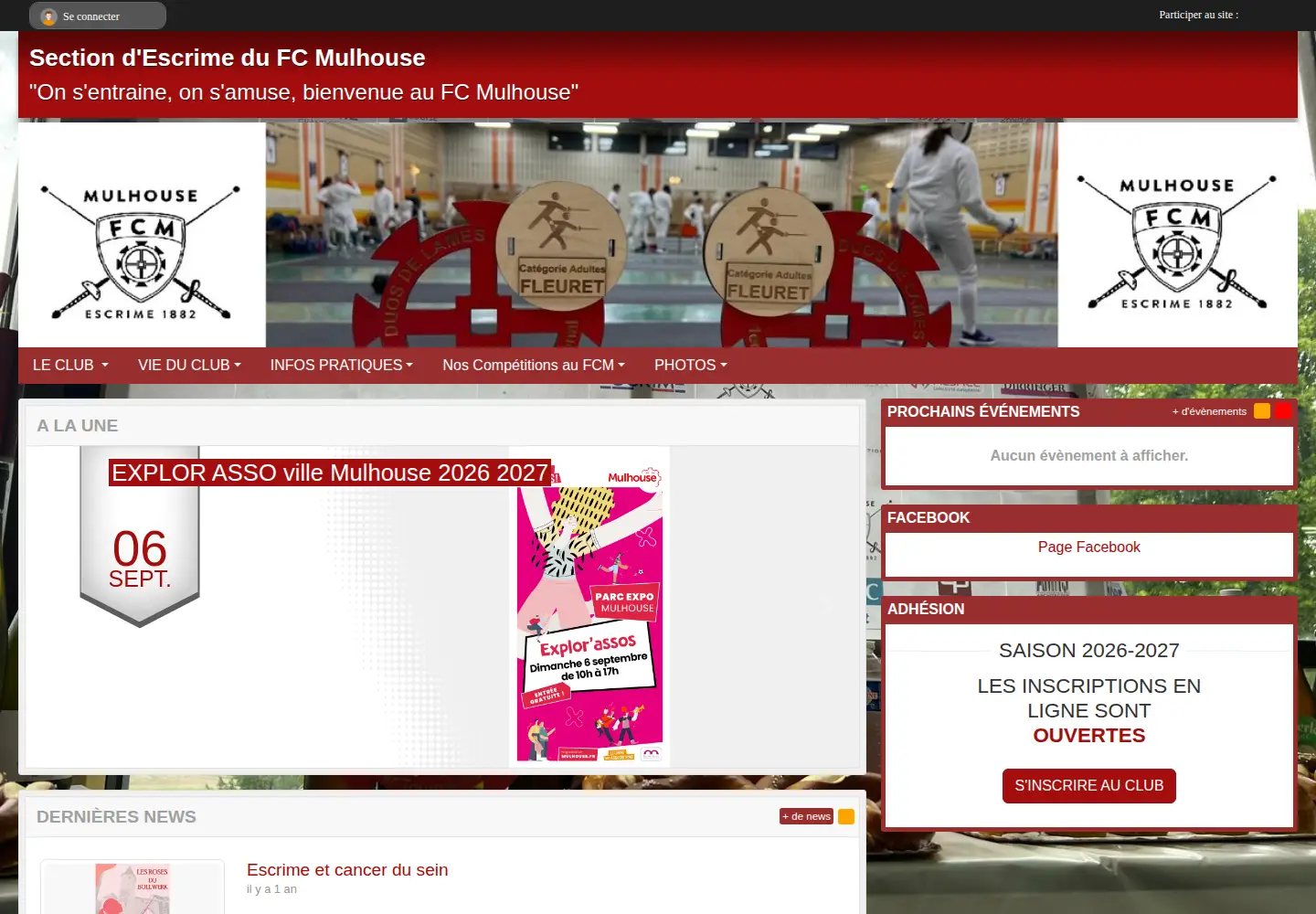 Captured homepage of fcm-escrime.com in the current scan