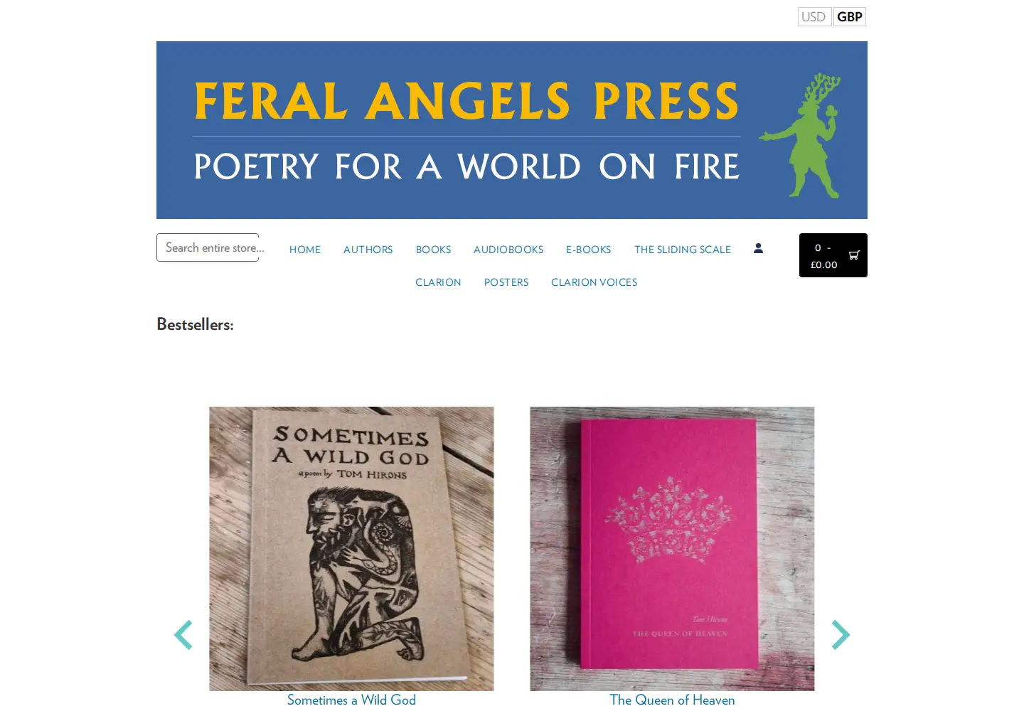 Captured homepage of feralangels.com in the current scan