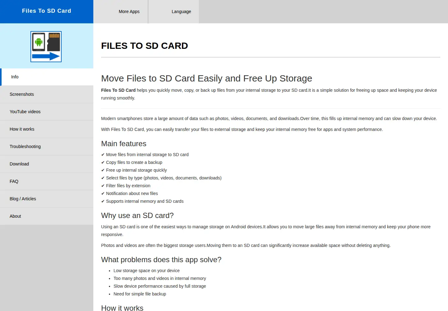Screenshot of filestosdcard.com