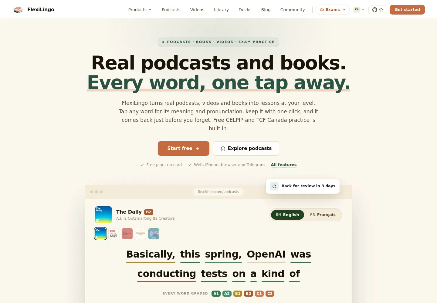 Screenshot of flexilingo.com