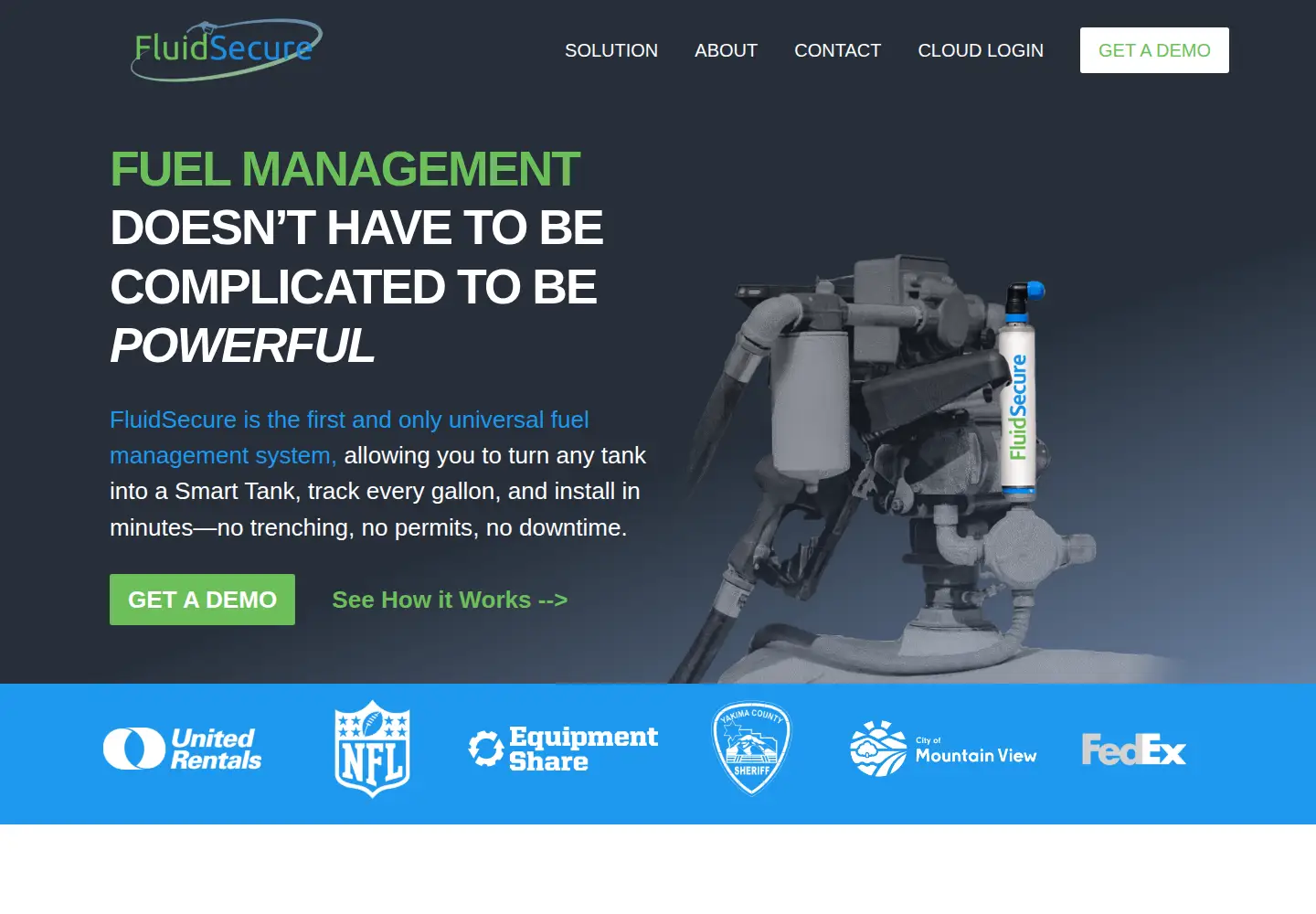 Captured homepage of fluidsecure.com in the current scan