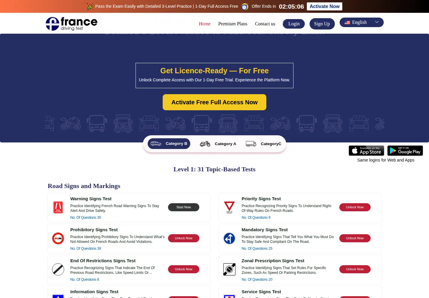 Screenshot of francedrivingtest.com