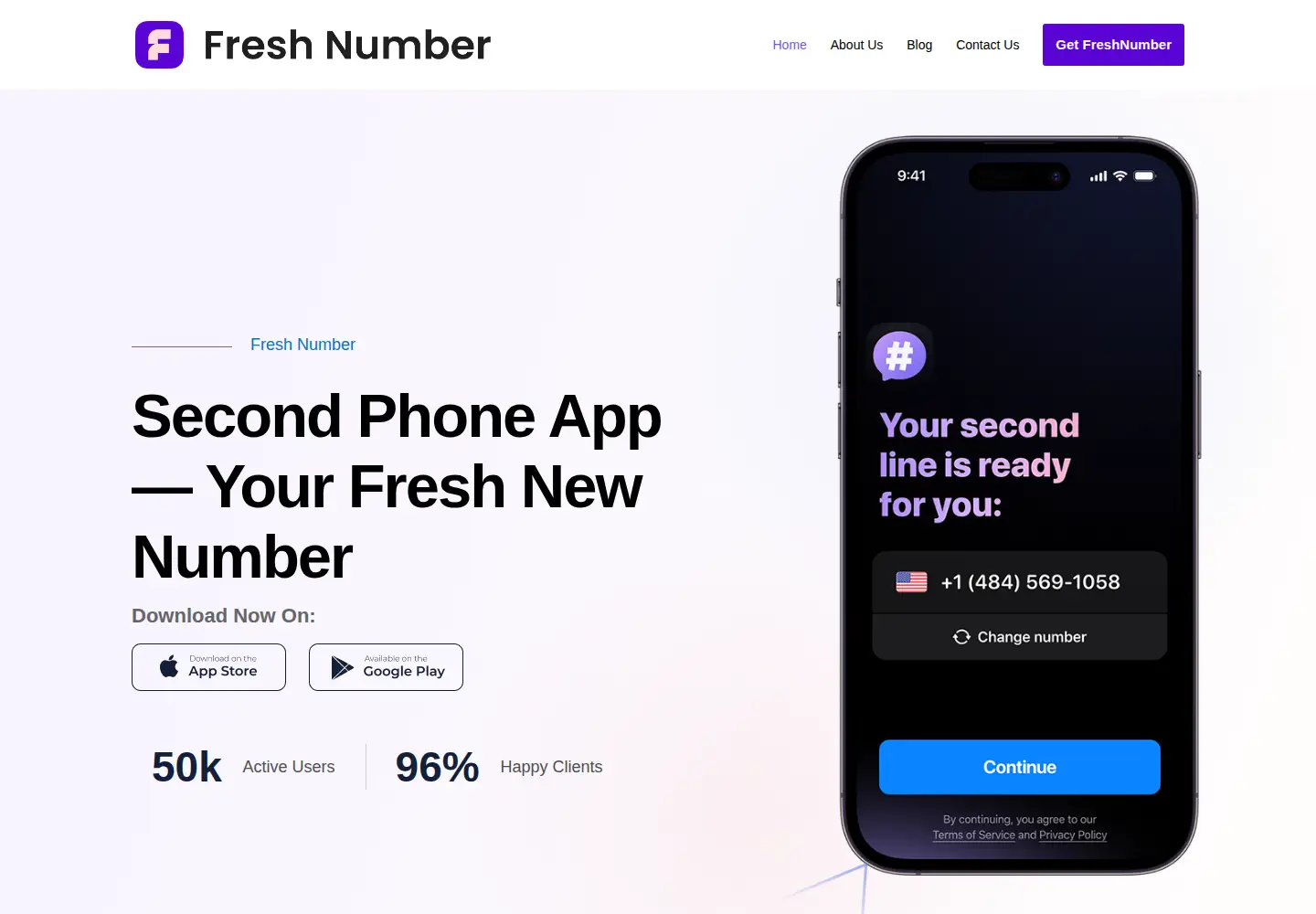 Screenshot of freshnumber.com
