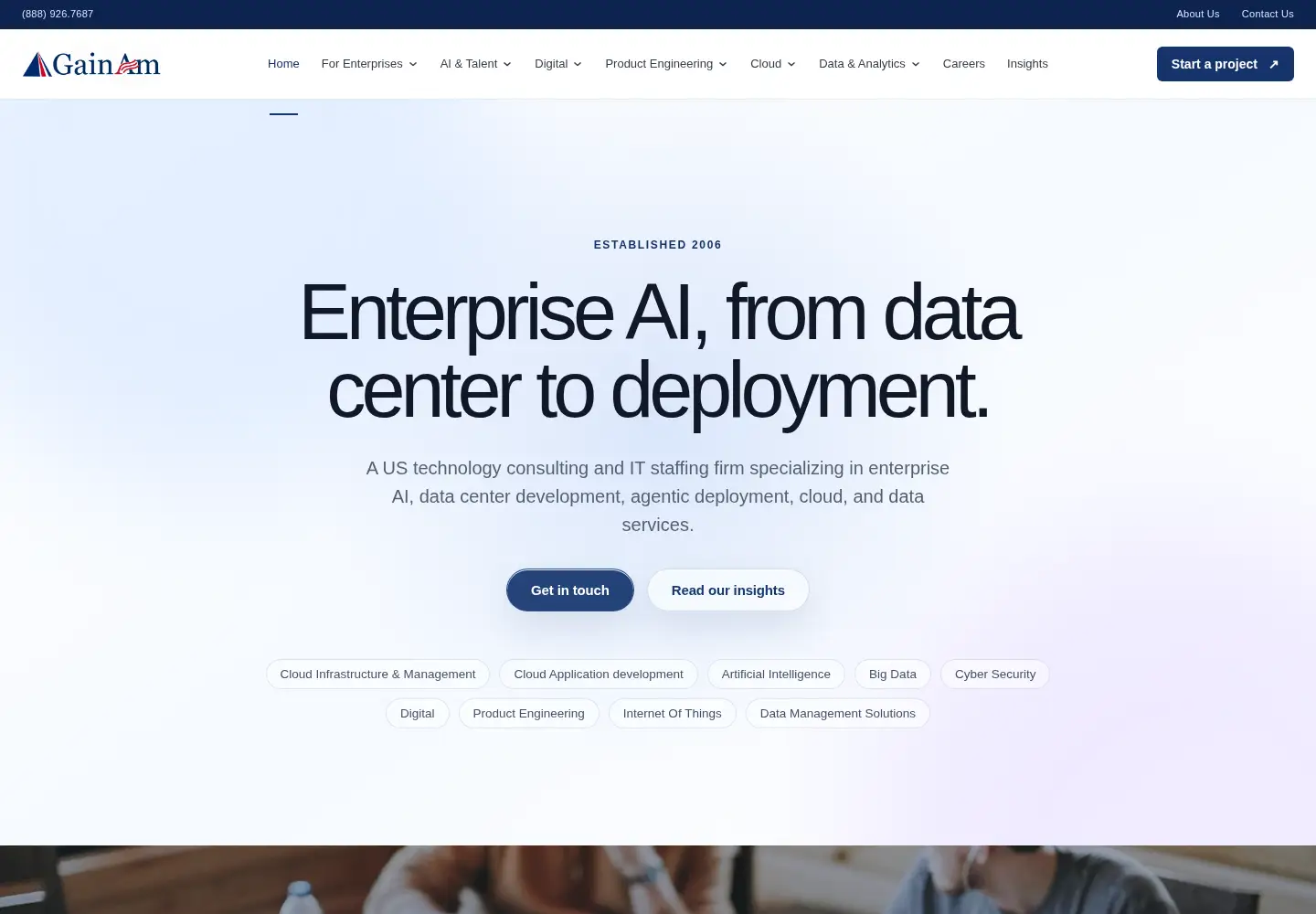 Captured homepage of gainam.com in the current scan