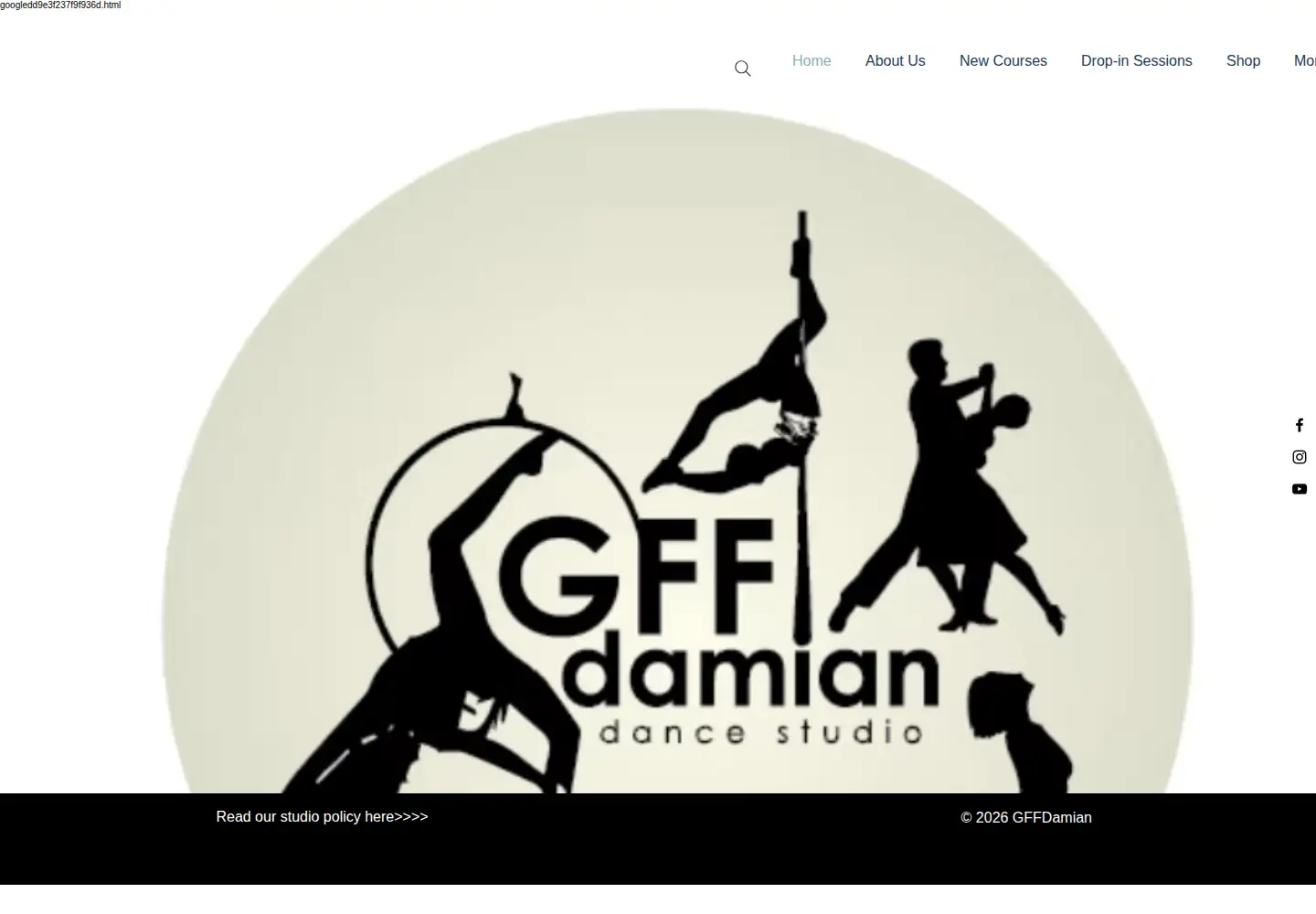 Captured homepage of gffdamiandancestudio.com in the current scan