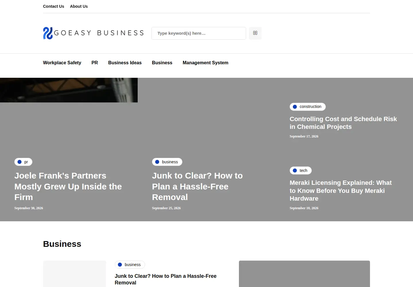 Captured homepage of goeasybusiness.com in the current scan