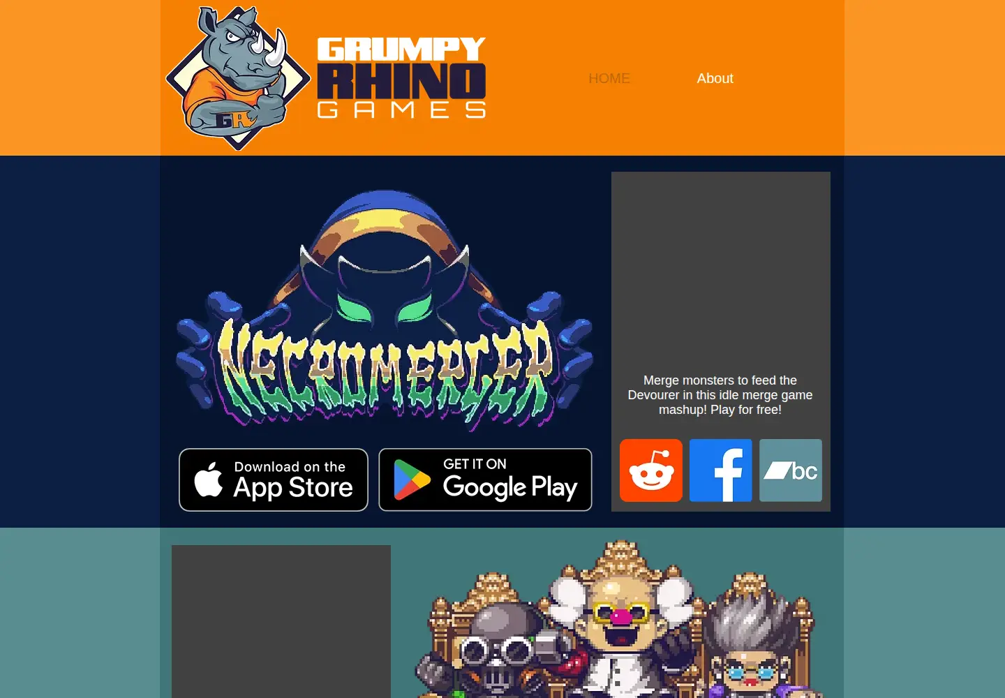 Captured homepage of grumpyrhinogames.com in the current scan