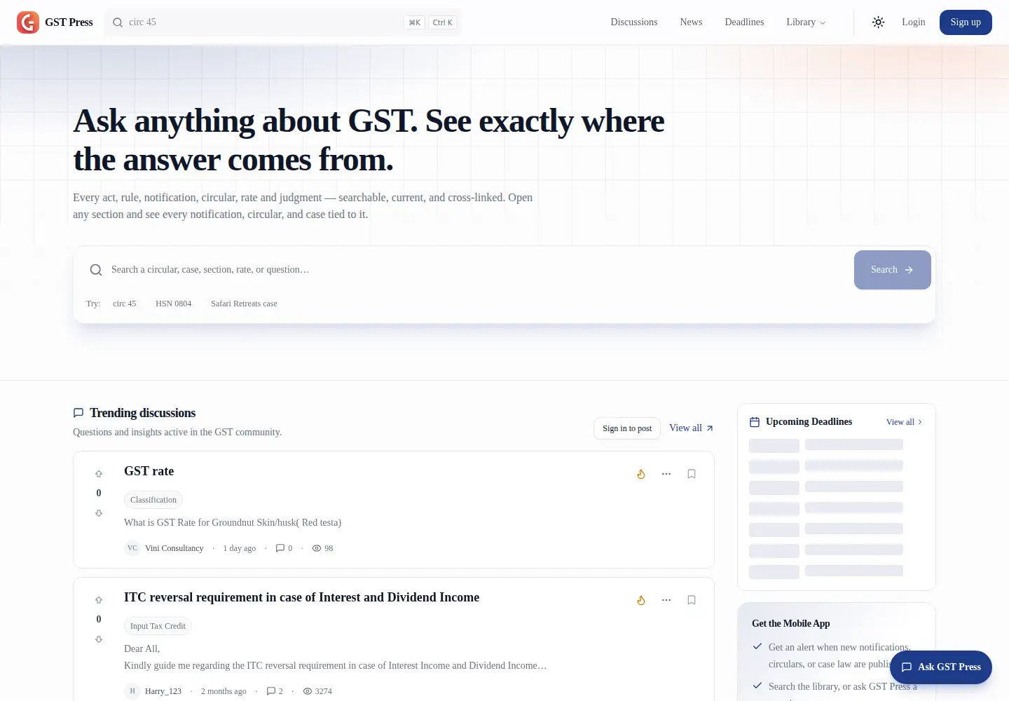 Captured homepage of gstpress.com in the current scan