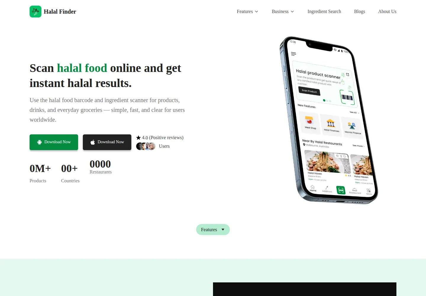 Screenshot of halalfinderapp.com