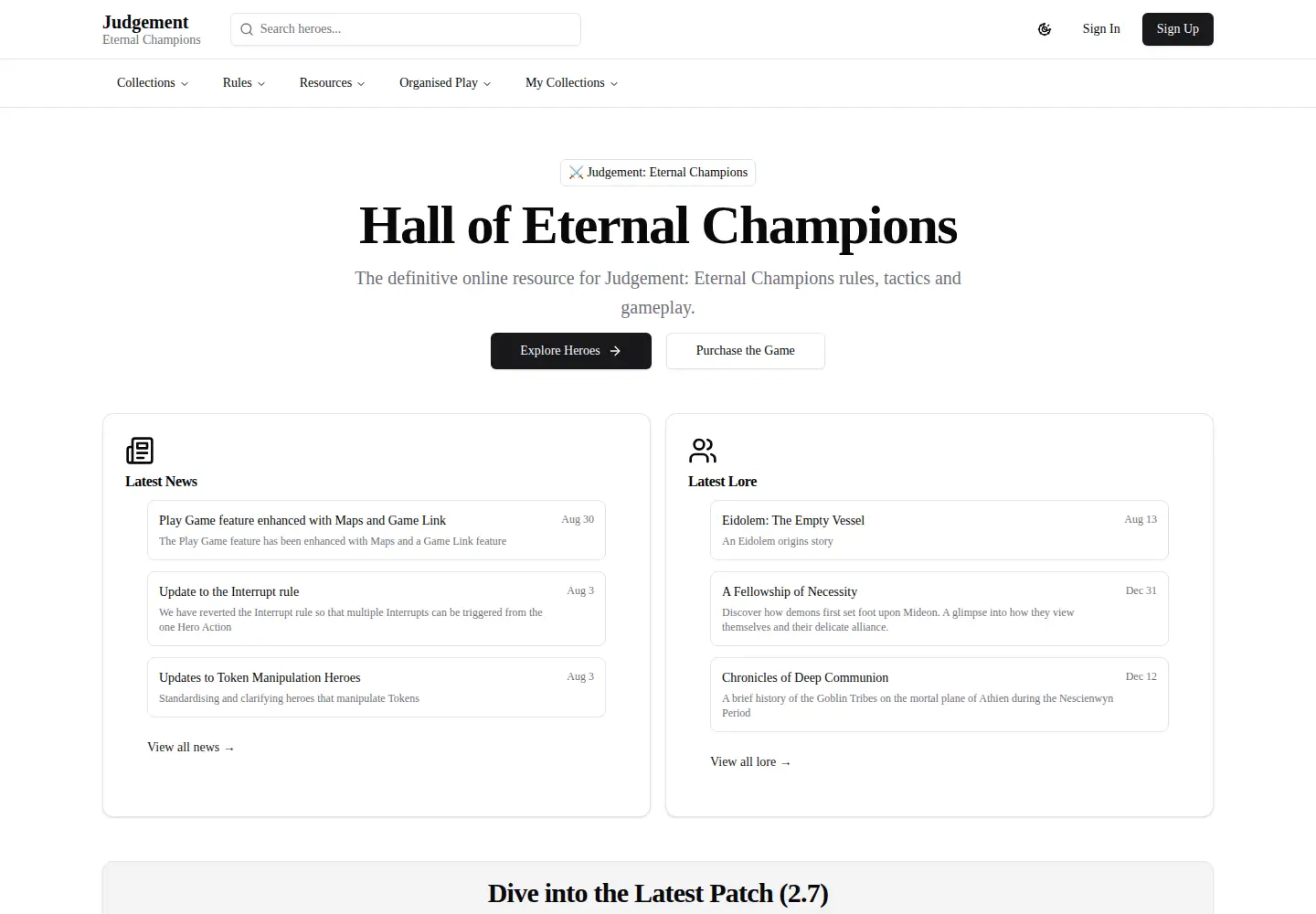 Screenshot of hallofeternalchampions.com