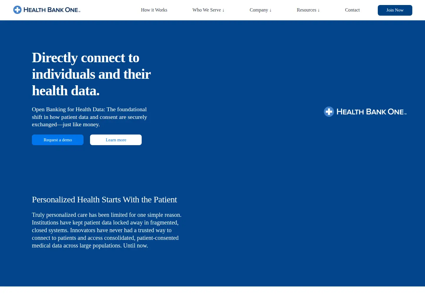 Captured homepage of healthbankone.com in the current scan
