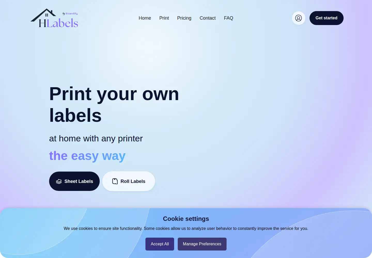Captured homepage of hlabels.com in the current scan