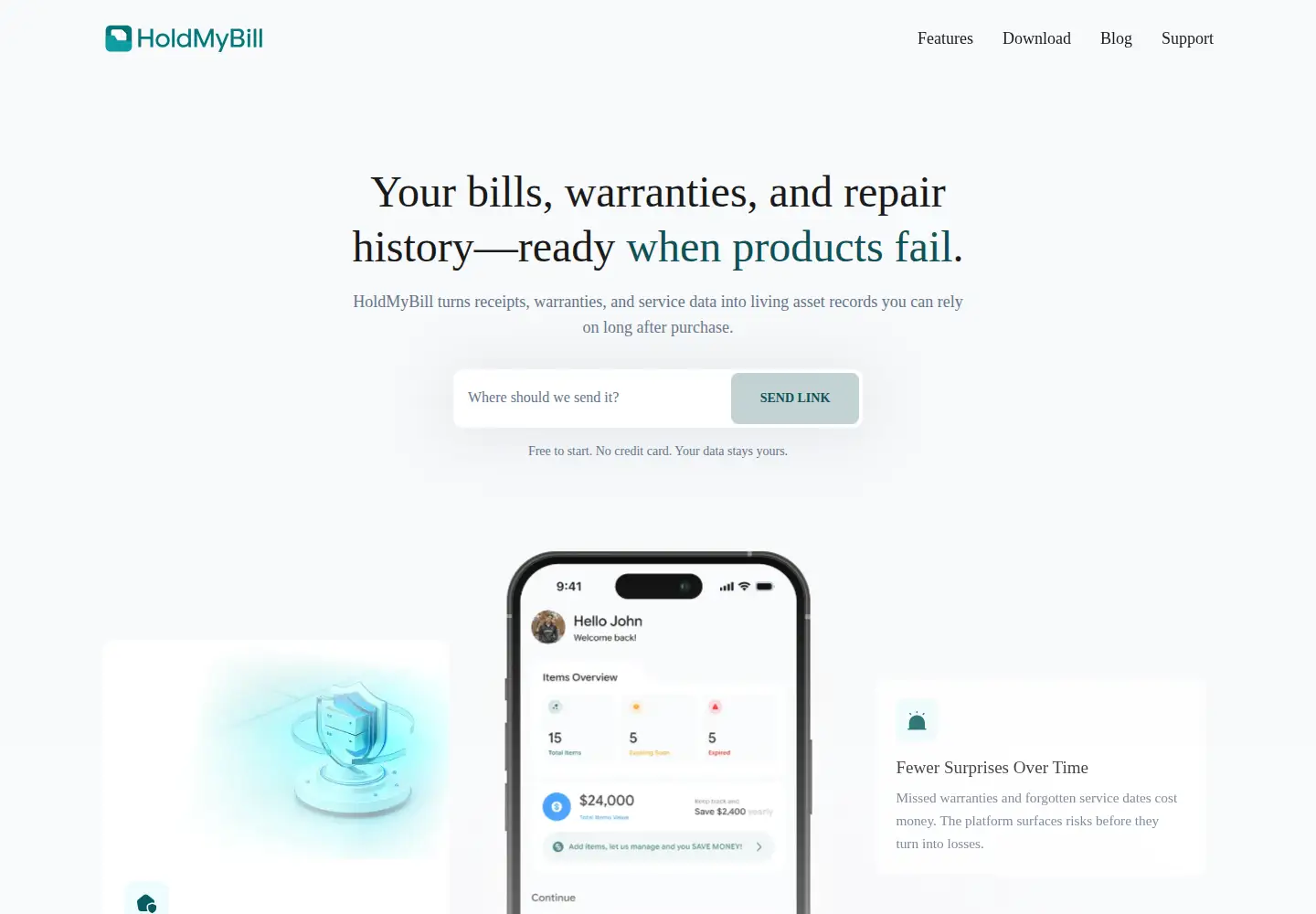 Screenshot of holdmybill.com