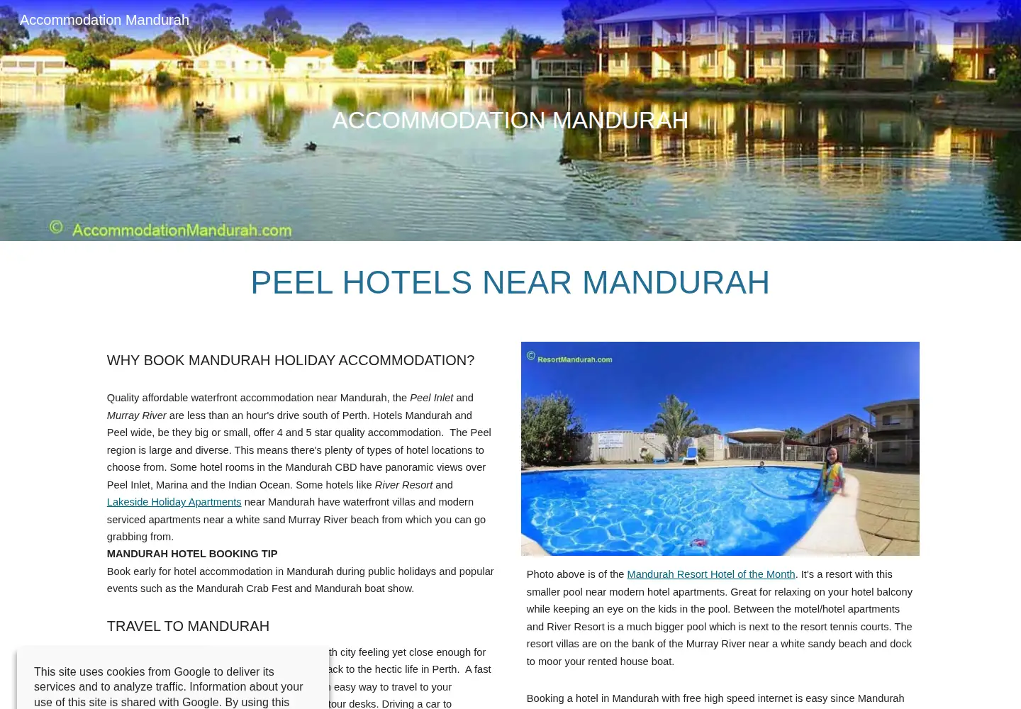Screenshot of hotelmandurah.com