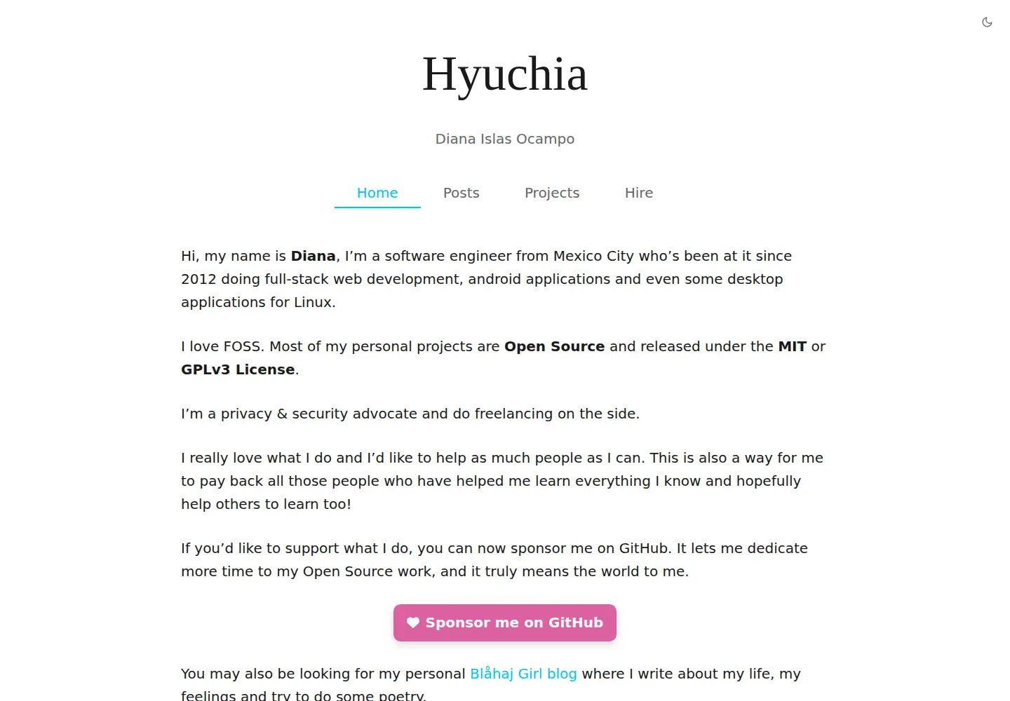 Screenshot of hyuchia.com