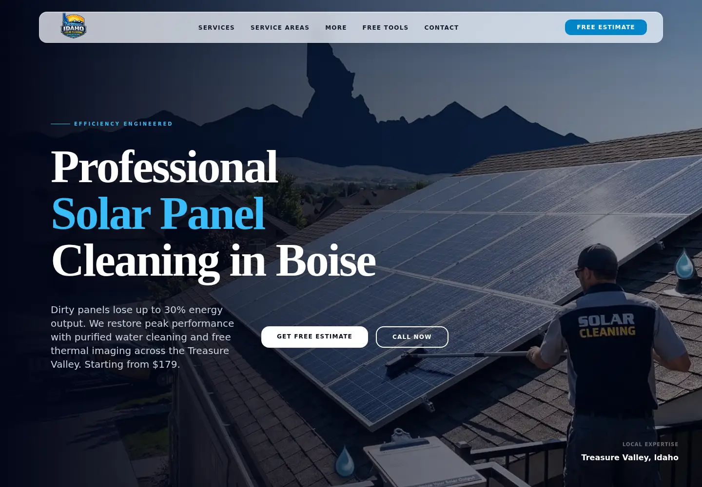 Captured homepage of idahosolarcleaning.com in the current scan