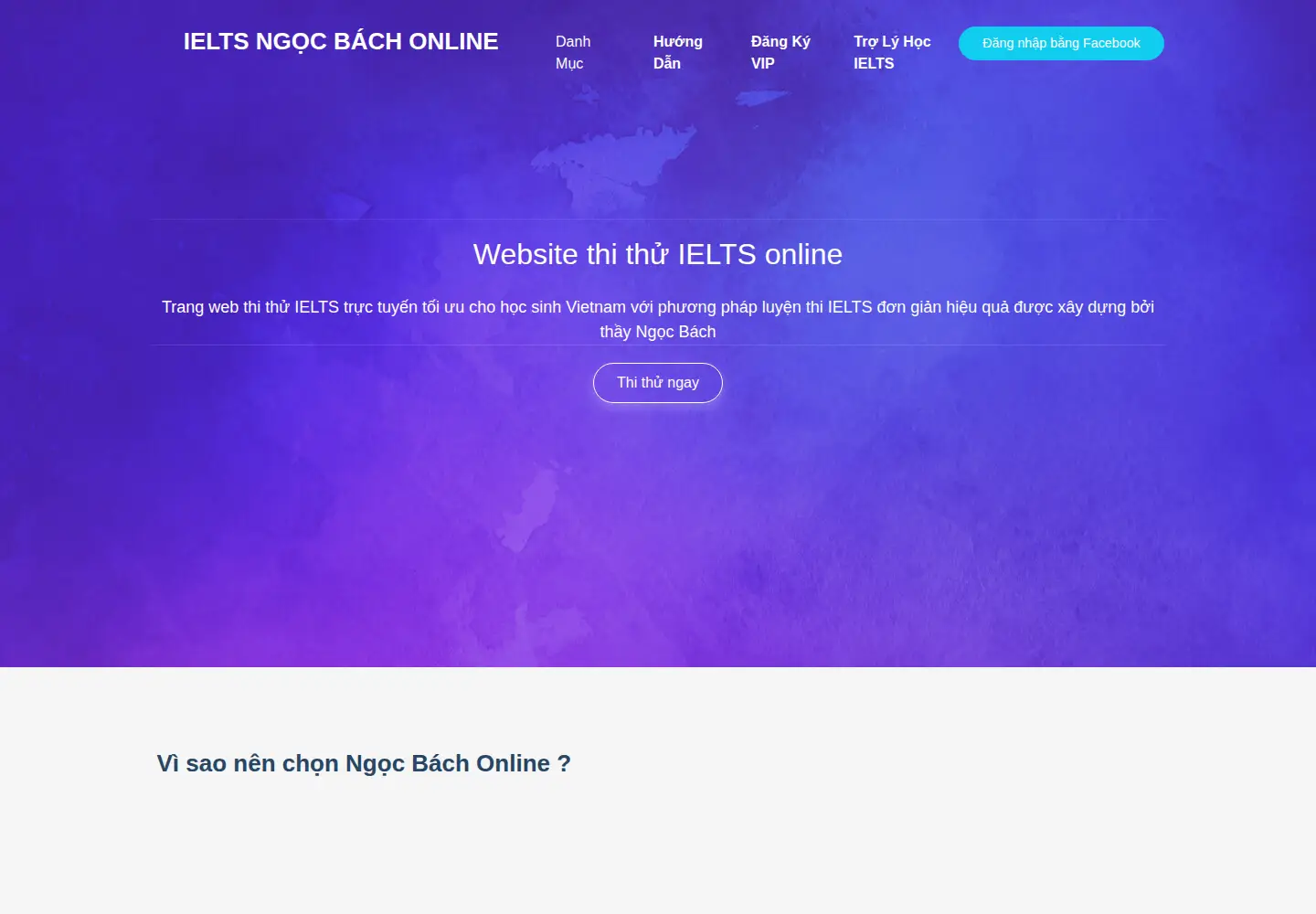 Captured homepage of ieltsngocbach.com in the current scan
