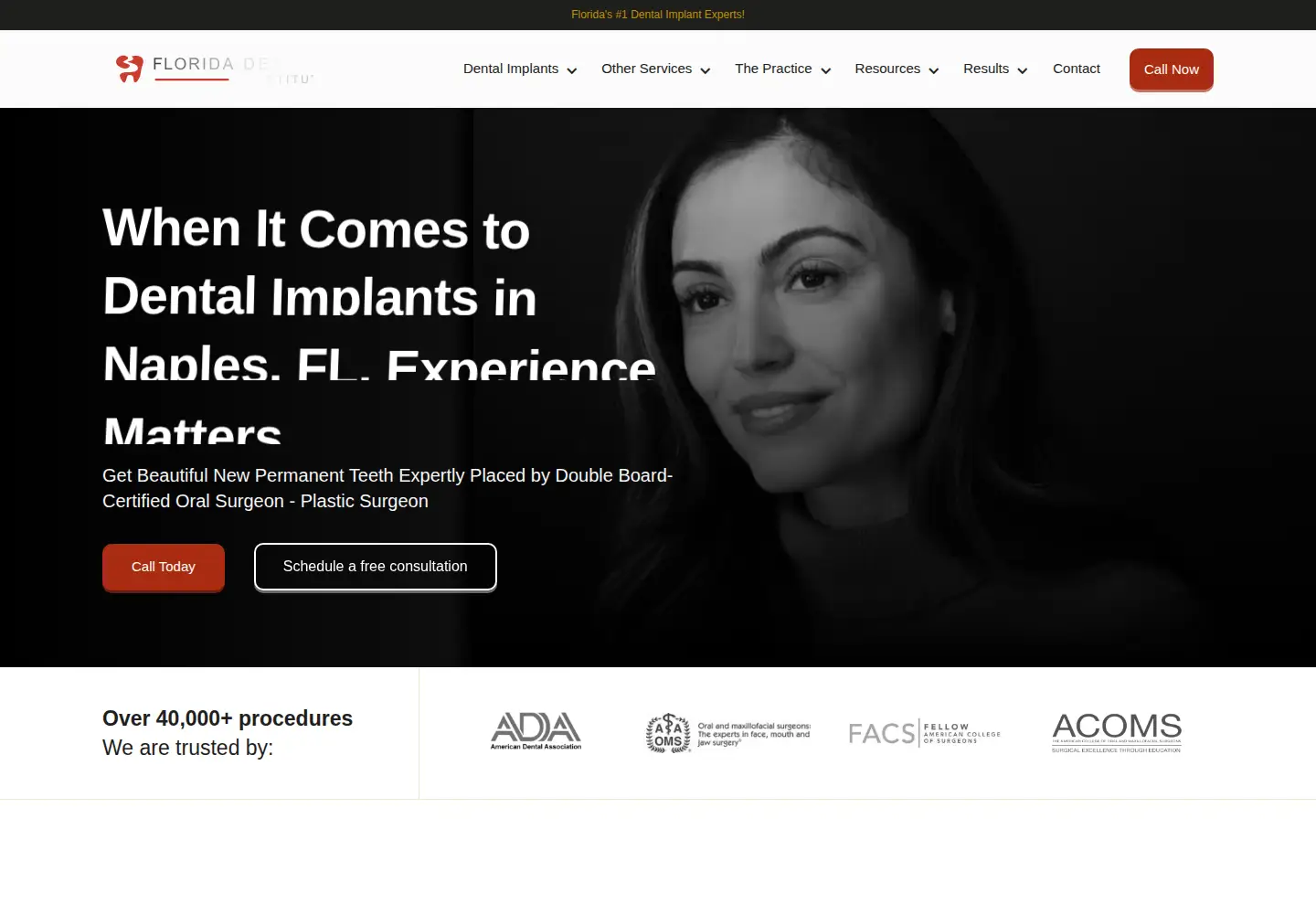 Captured homepage of implantcenternearme.com in the current scan