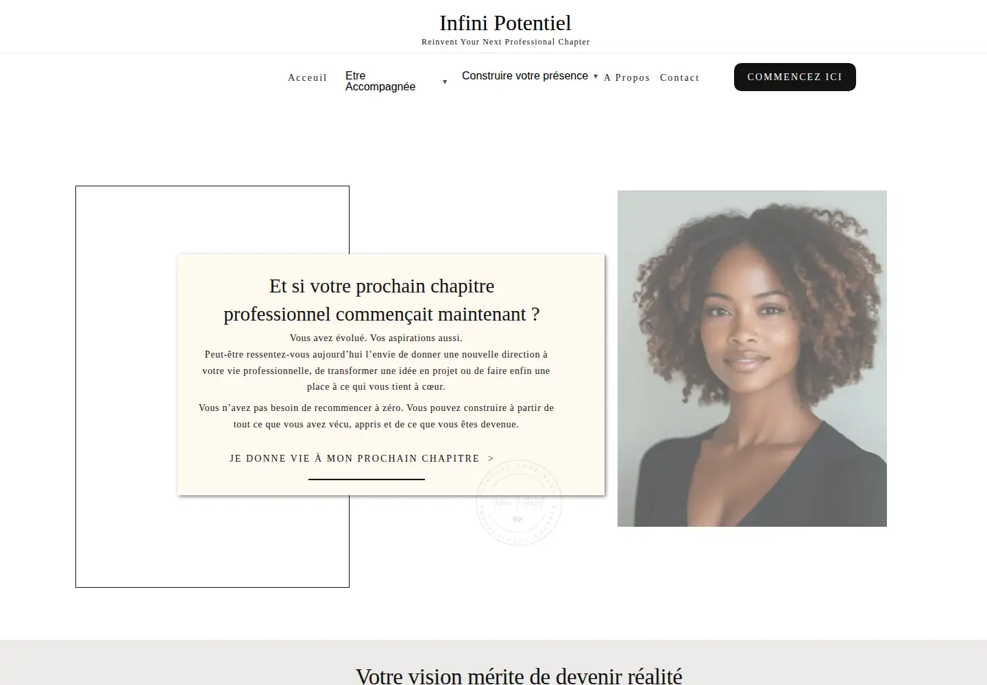 Captured homepage of infinipotentiel.com in the current scan