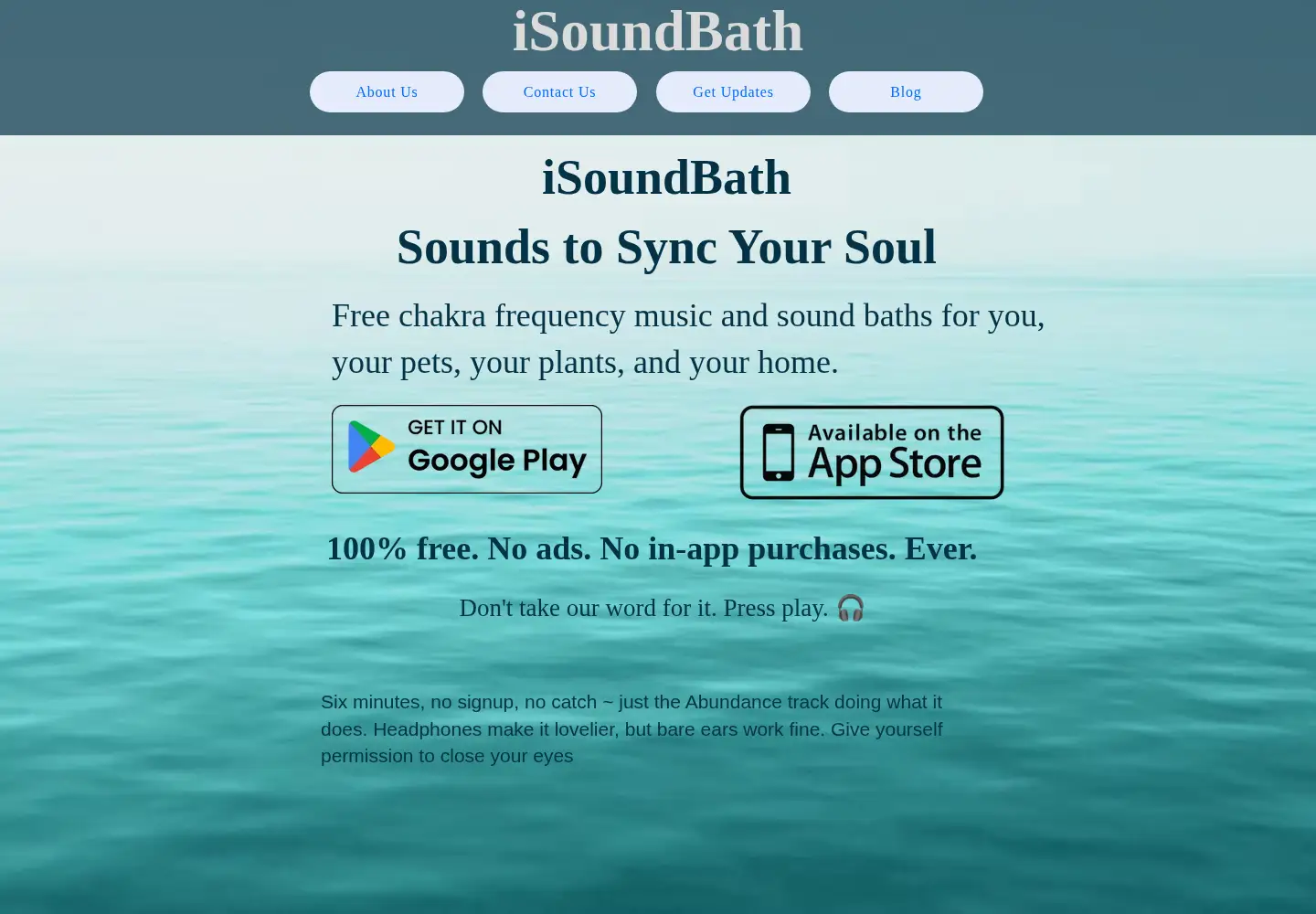 Screenshot of isoundbath.com