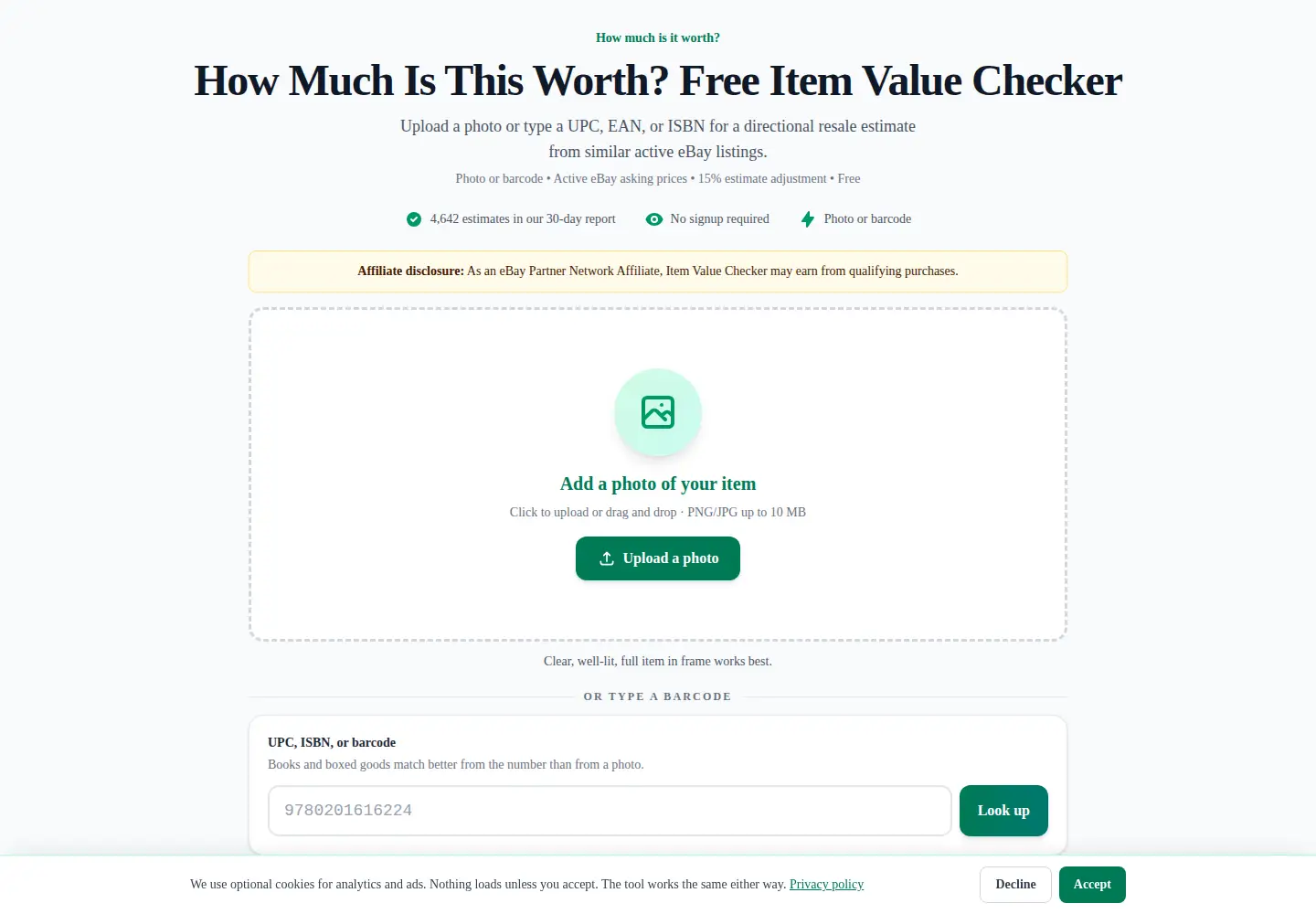 Screenshot of itemvaluechecker.com