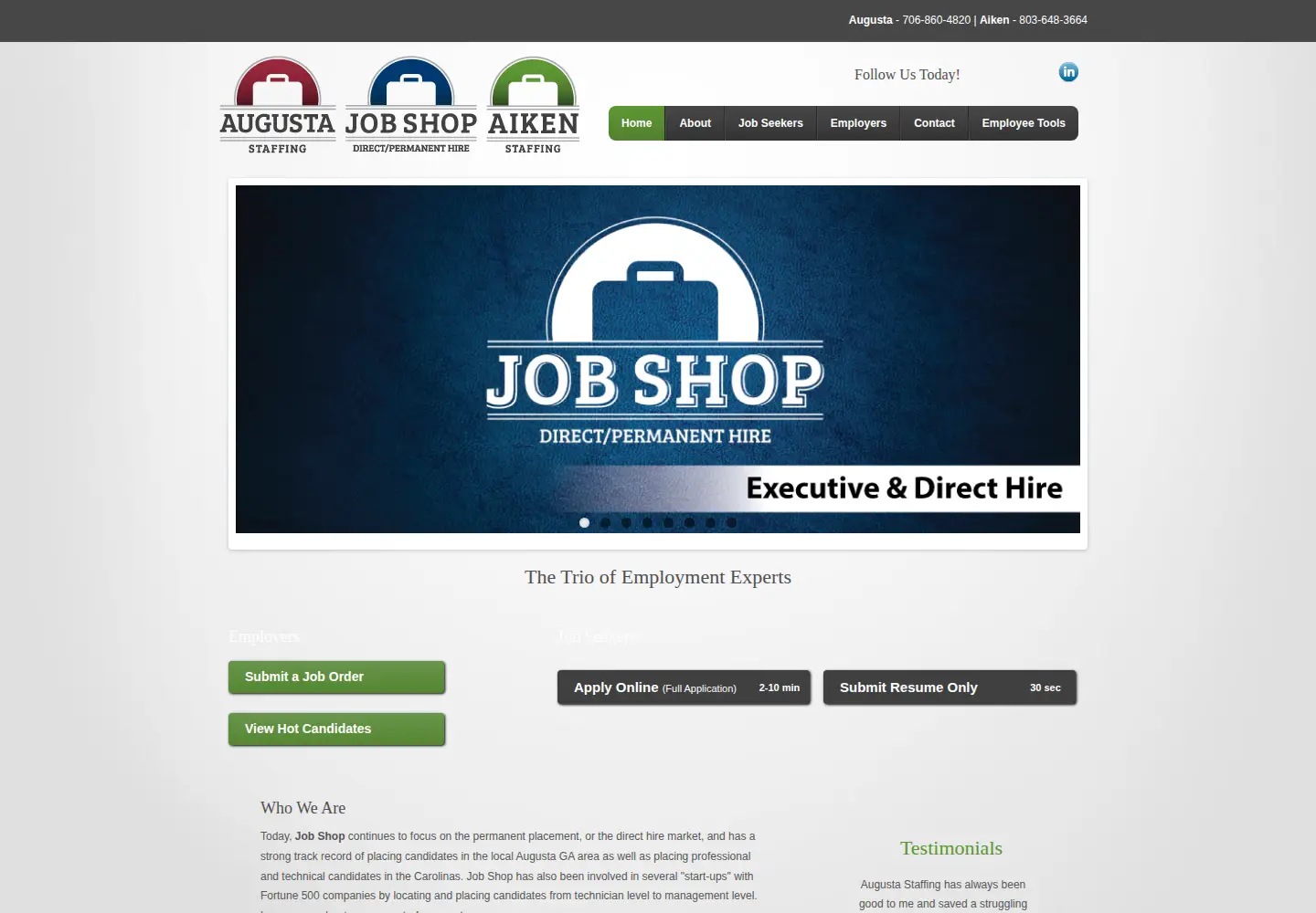 Captured homepage of jobshopstaffing.com in the current scan