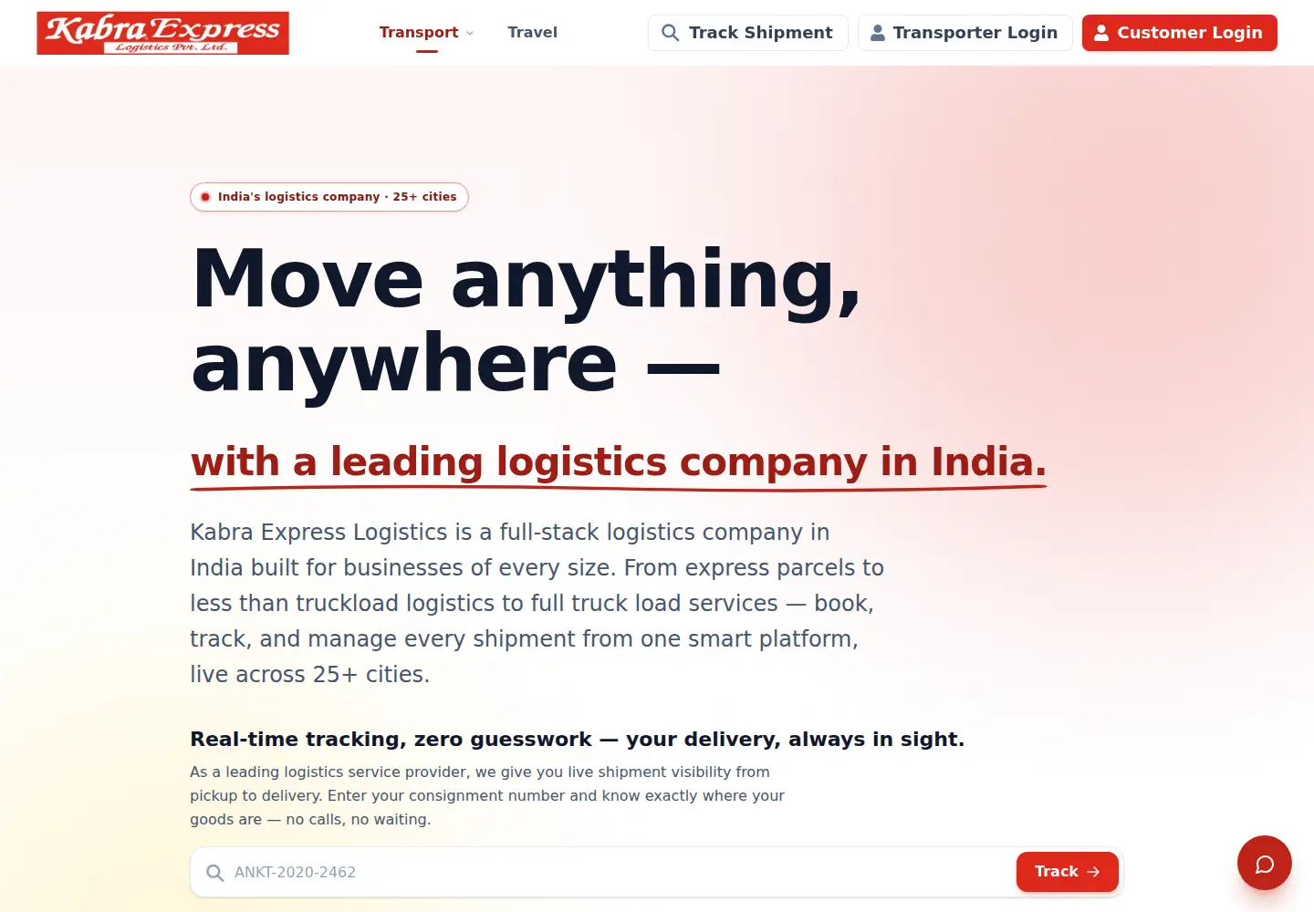 Screenshot of kabraexpresslogistics.com