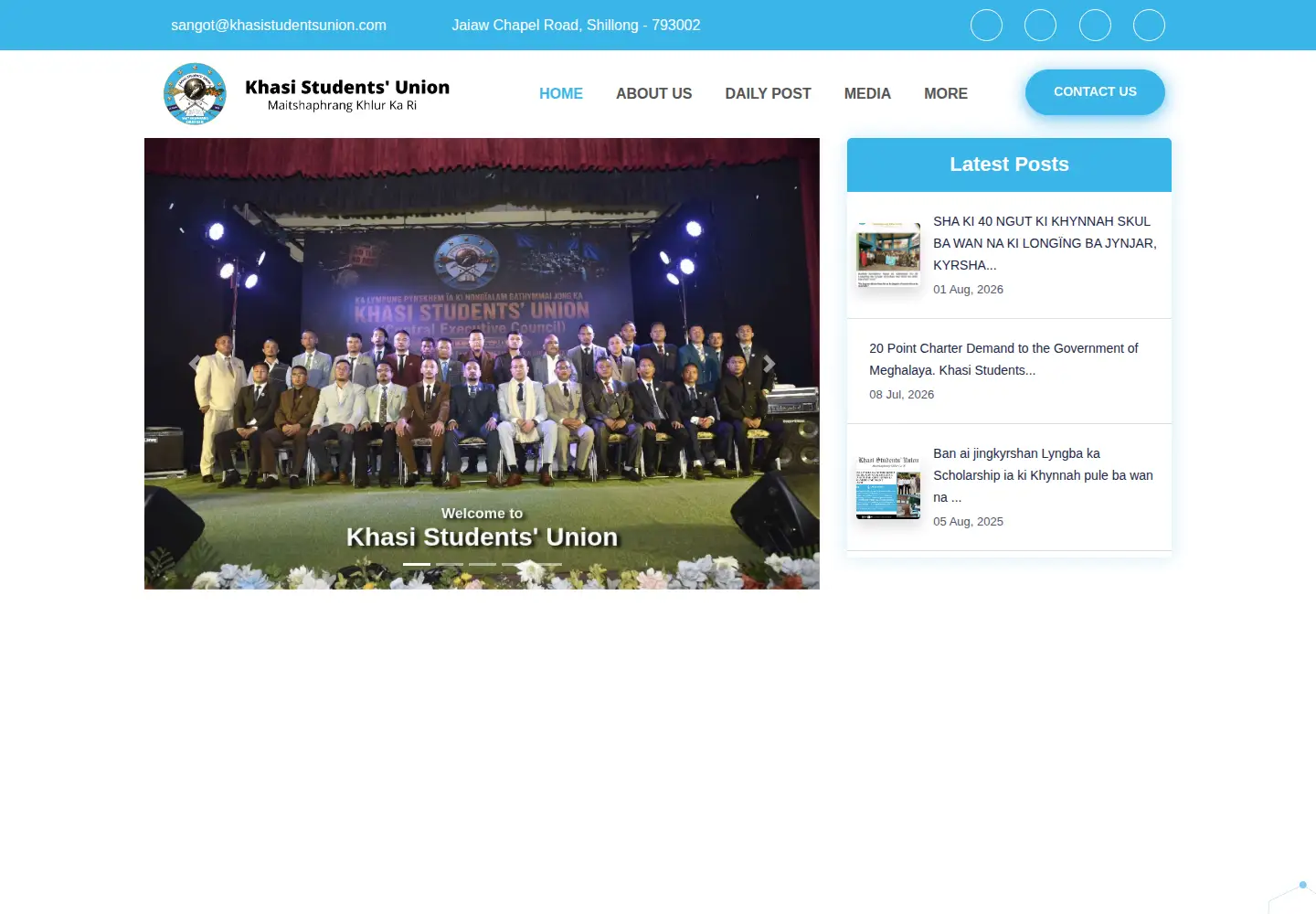 Screenshot of khasistudentsunion.com