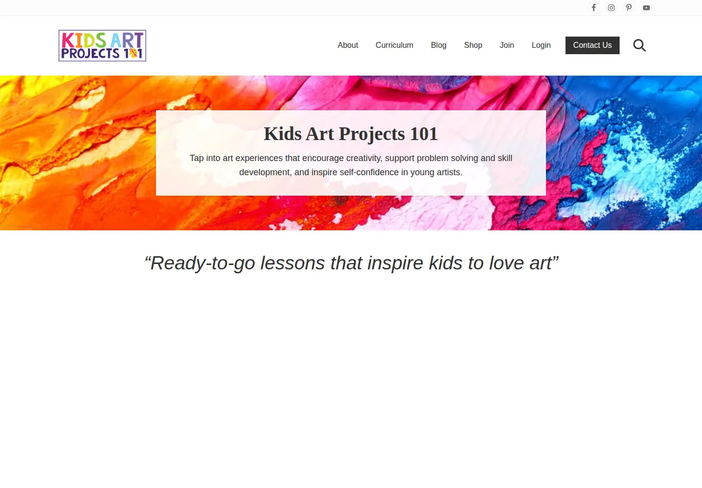 Screenshot of kidsartprojects101.com