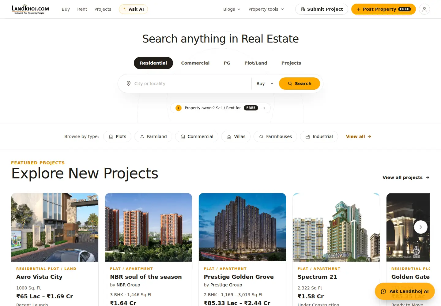 Screenshot of landkhoj.com