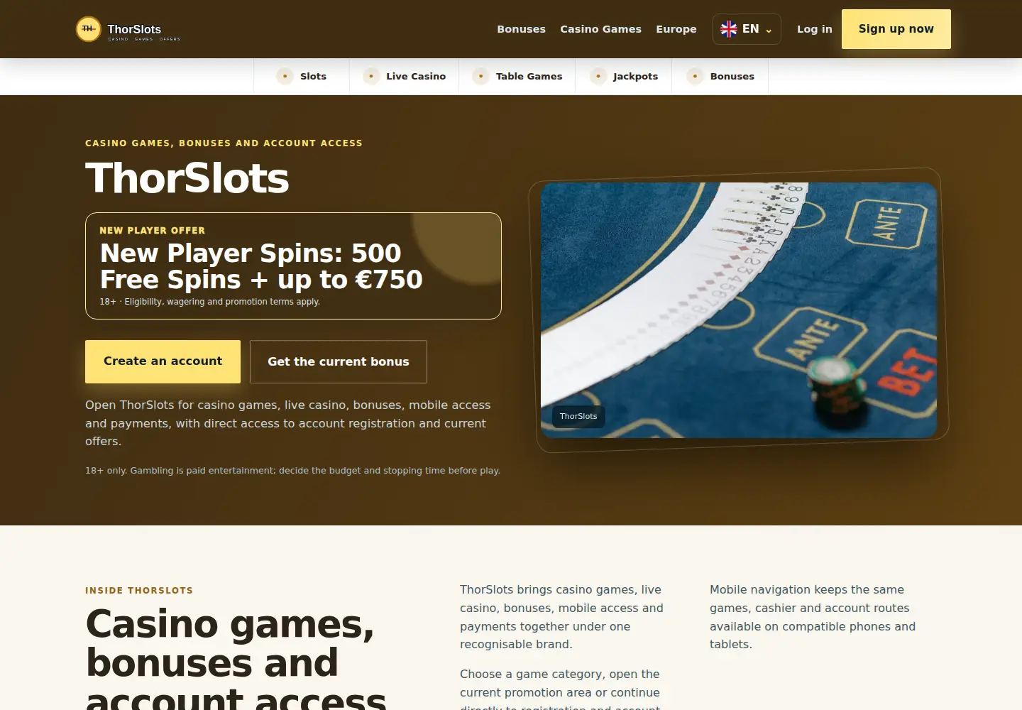 Screenshot of thorslots.eu