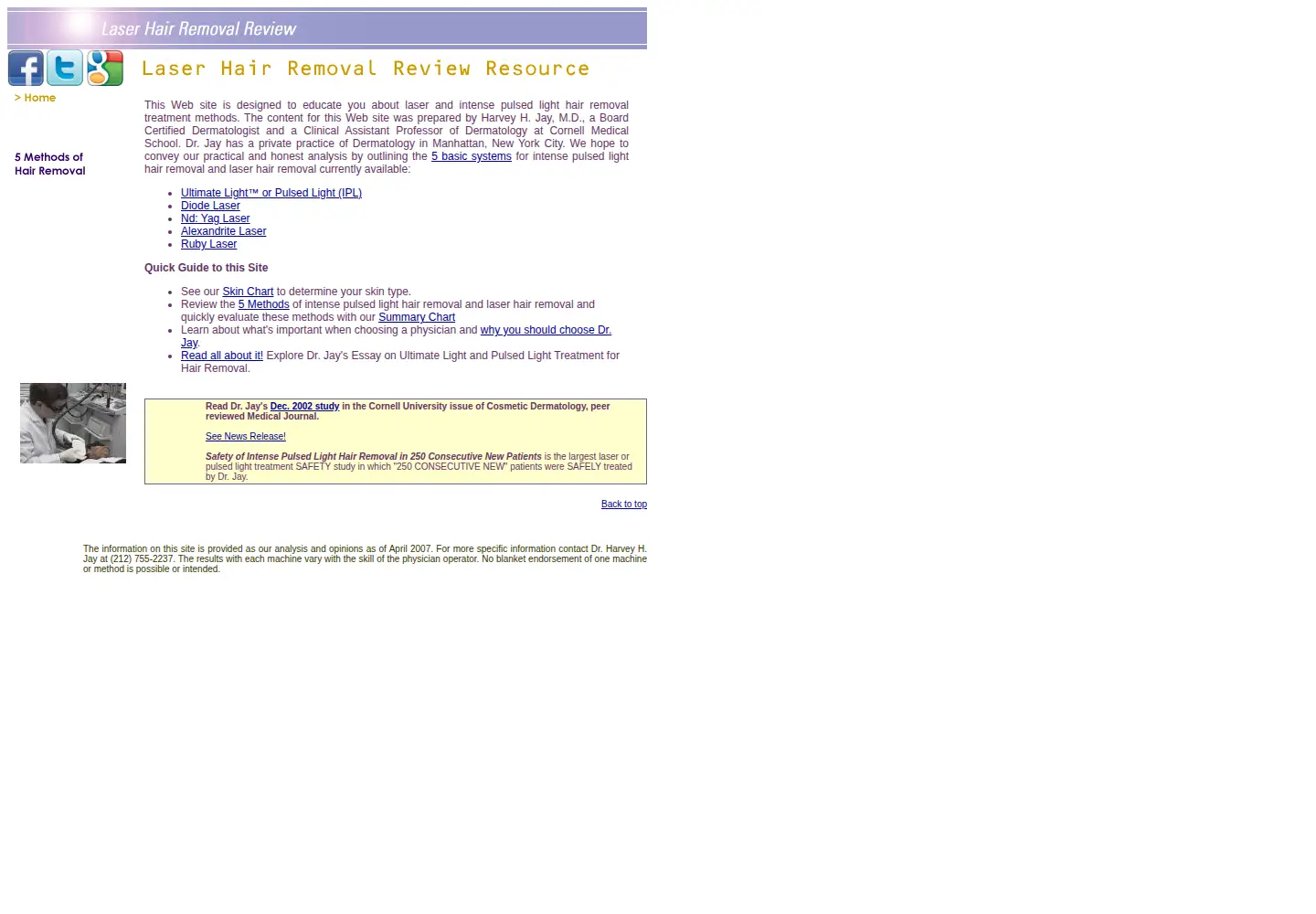 Screenshot of laserhairremovalreview.com