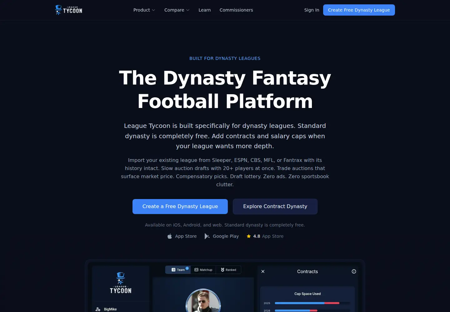 Screenshot of leaguetycoon.com