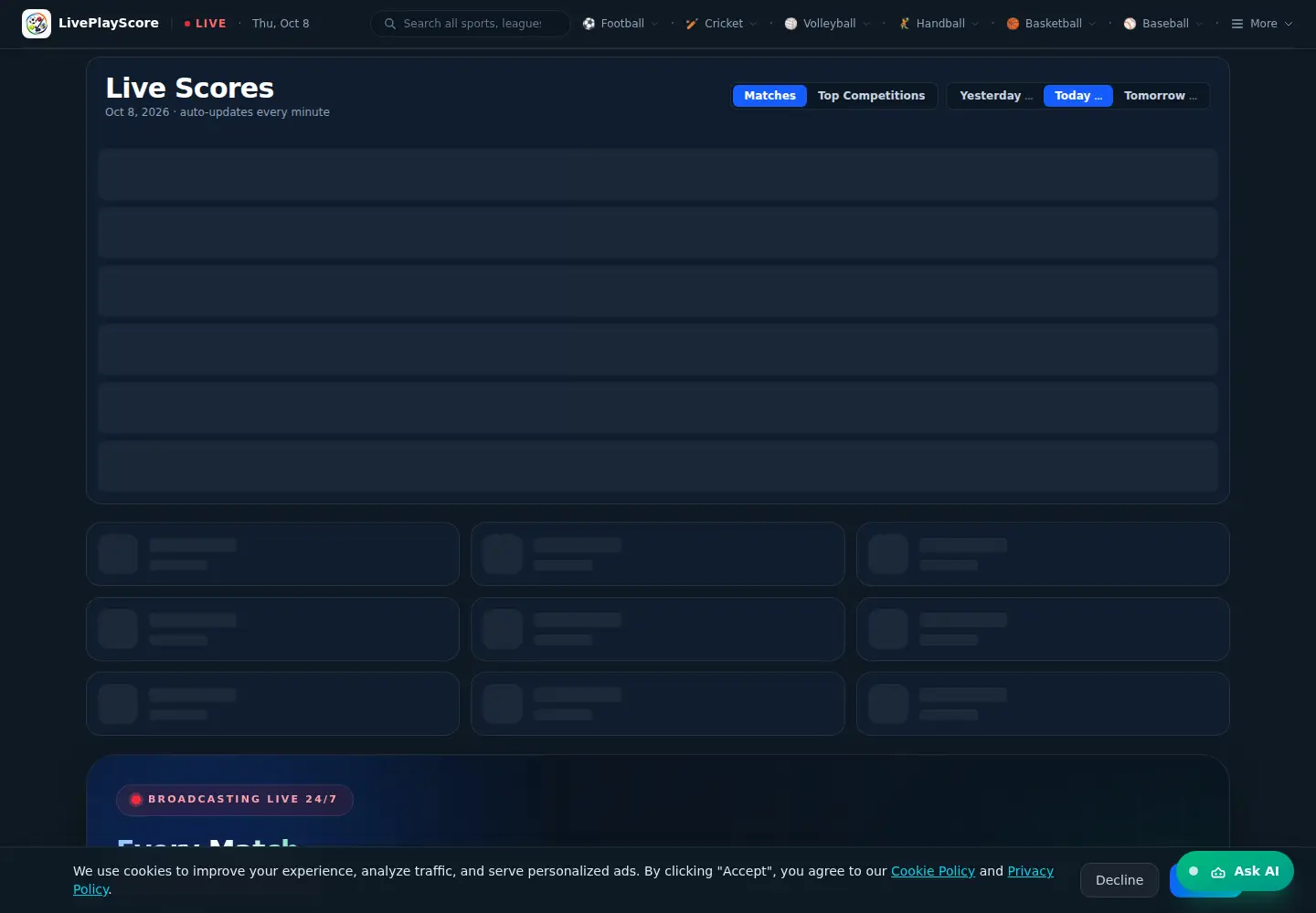 Screenshot of liveplayscore.com