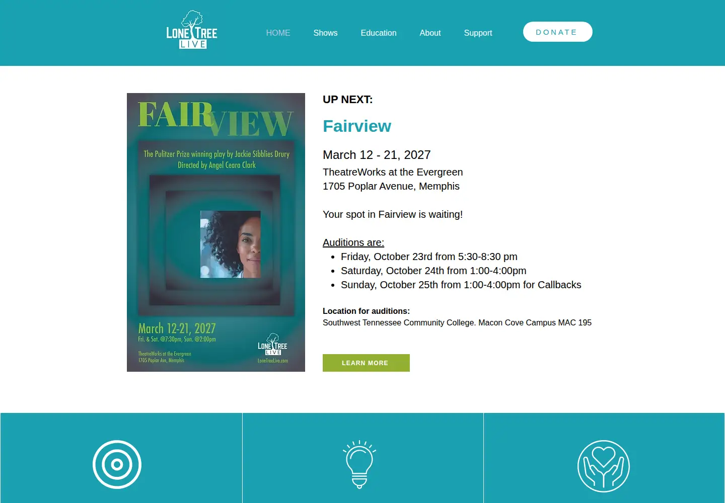 Screenshot of lonetreelive.com