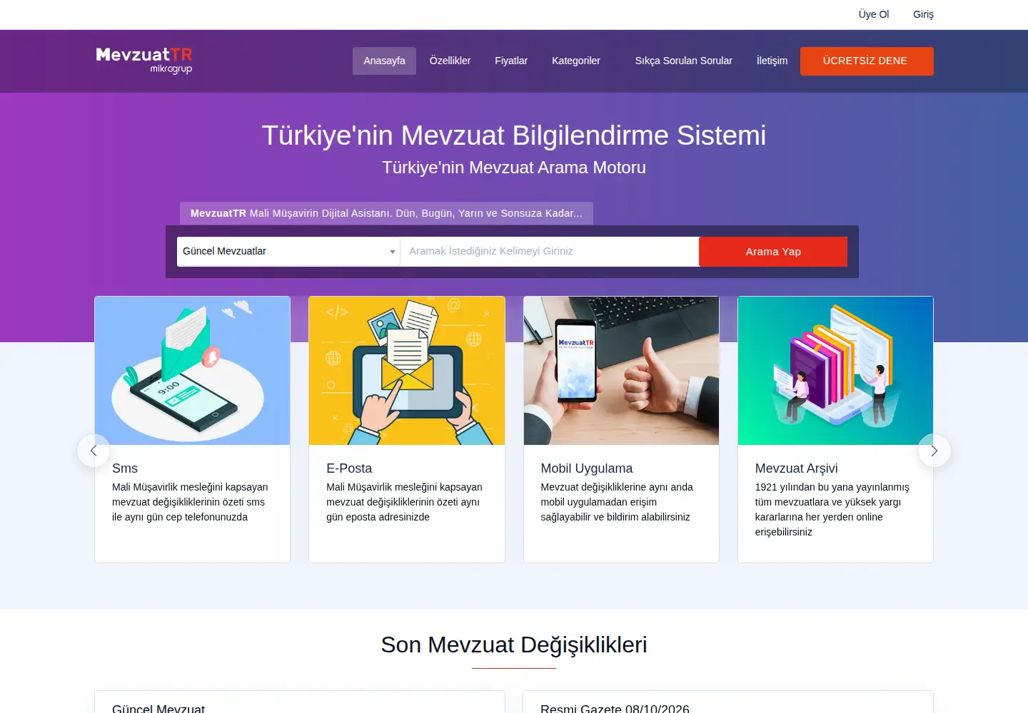Screenshot of mevzuattr.com