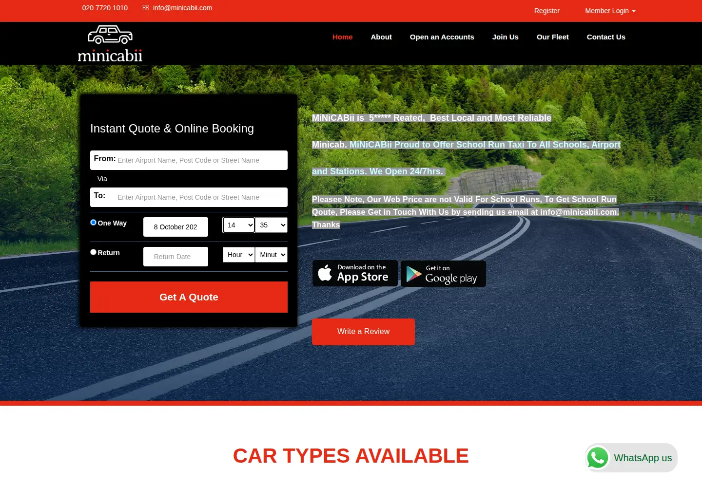 Screenshot of minicabii.com
