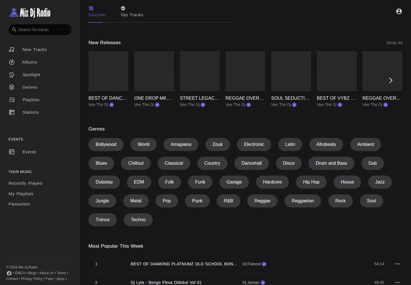 Screenshot of mixdjradio.com
