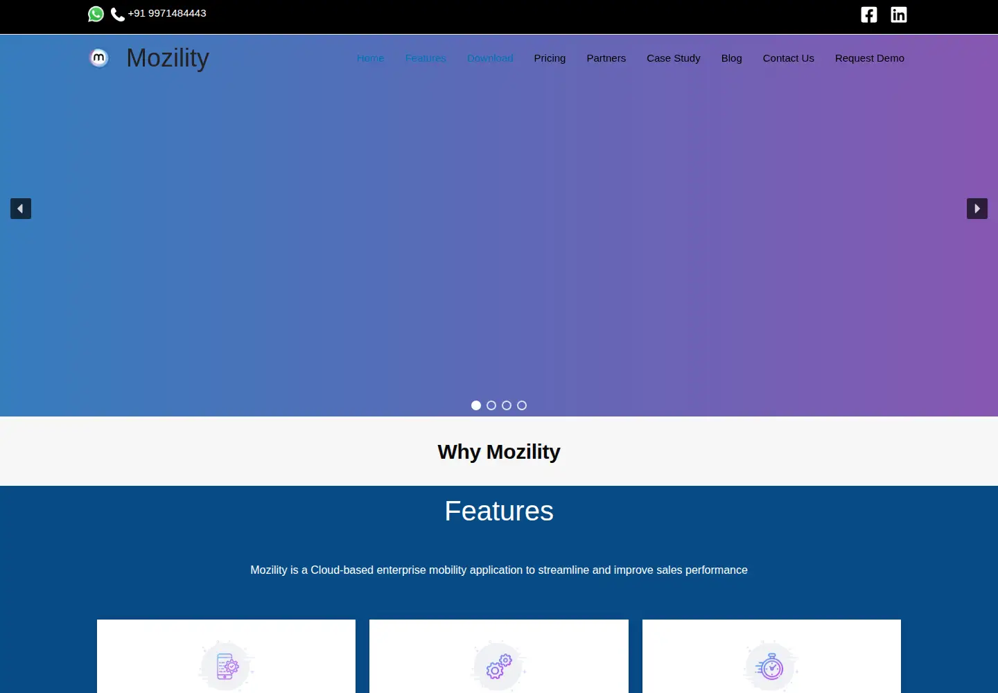Captured homepage of mozility.com in the current scan