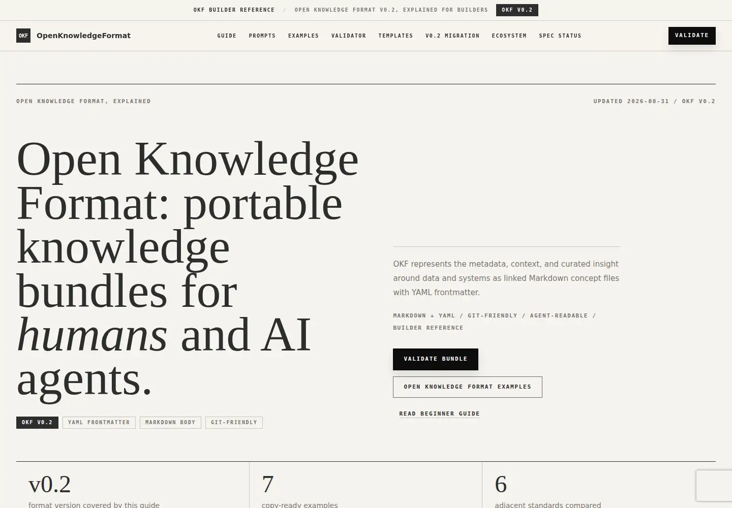 Captured homepage of openknowledgeformat.com in the current scan