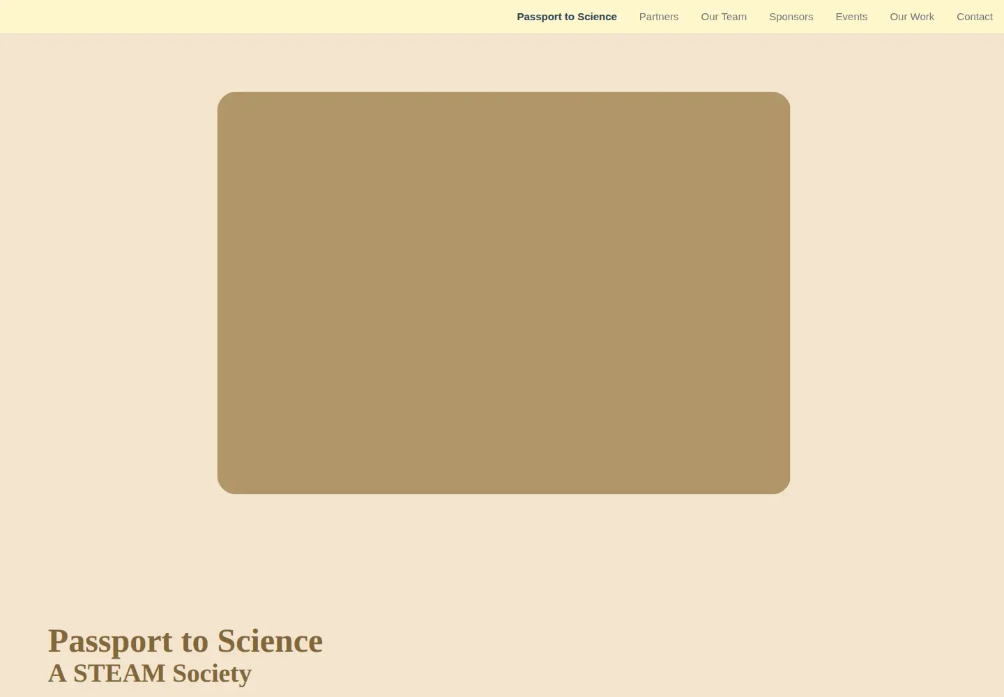 Captured homepage of passporttoscience.com in the current scan