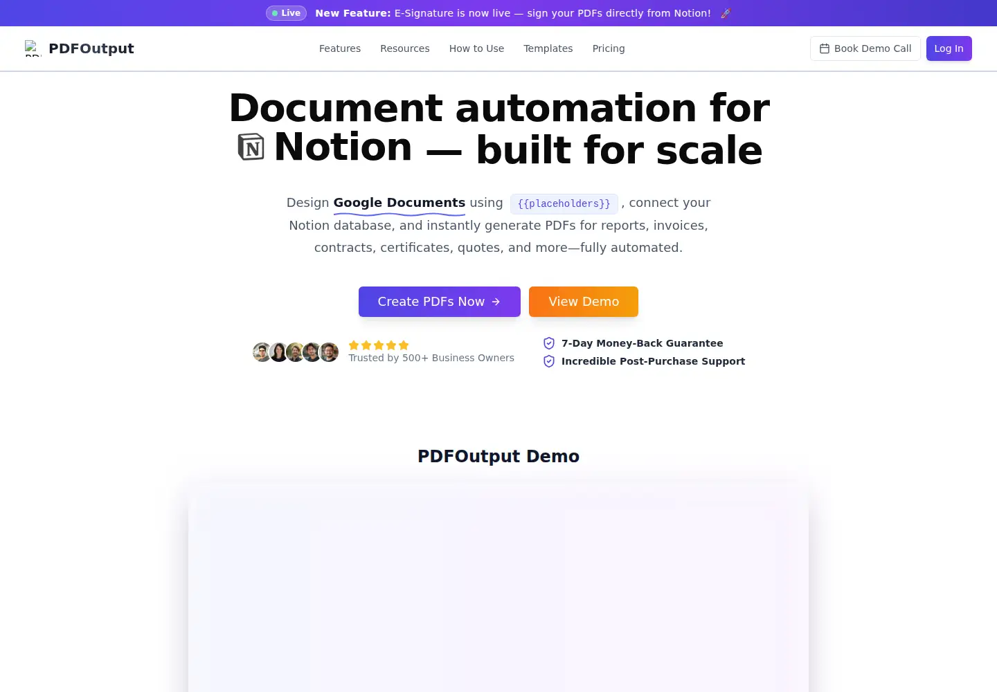 Screenshot of pdfoutput.com