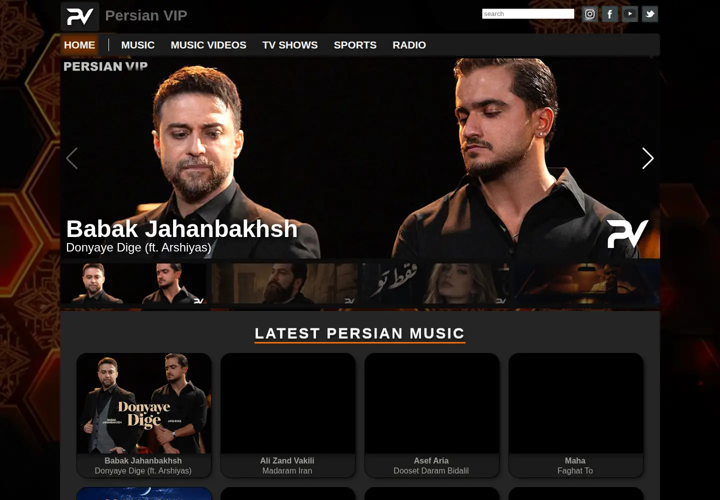Captured homepage of persianvip.com in the current scan