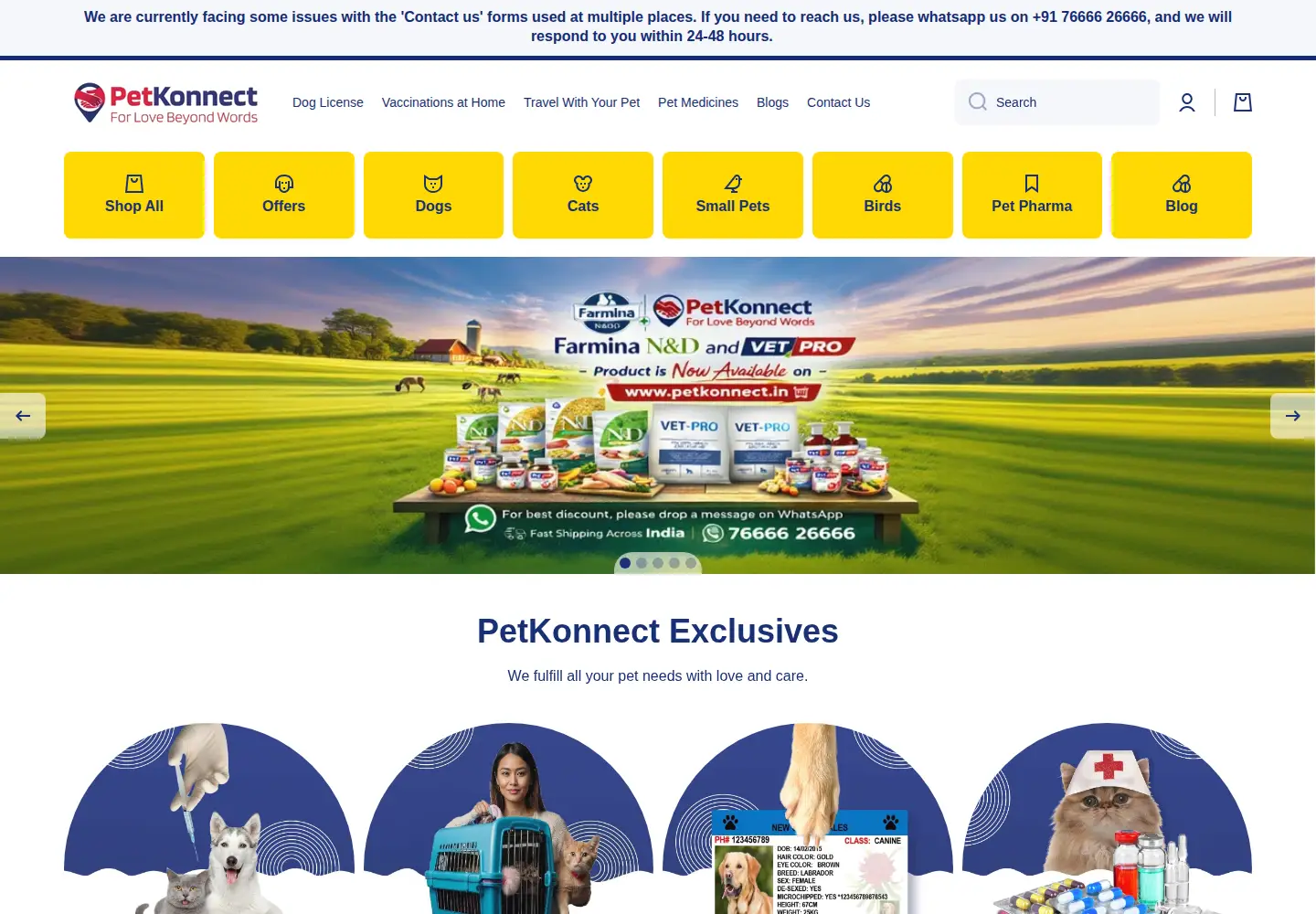 Captured homepage of petkonnect.com in the current scan