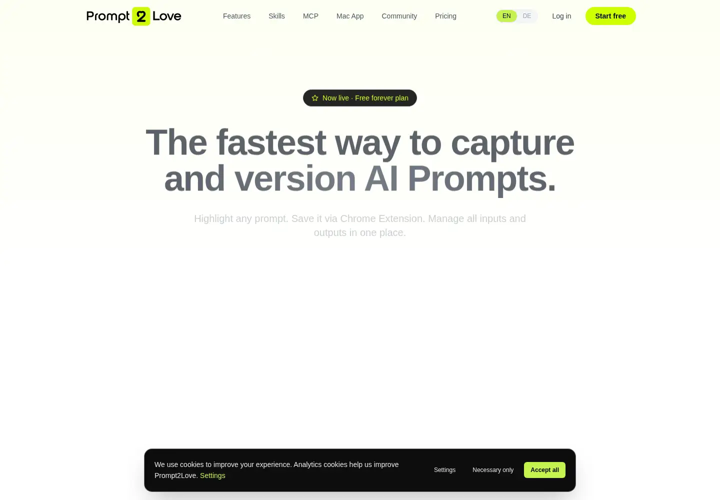 Screenshot of prompt2love.com