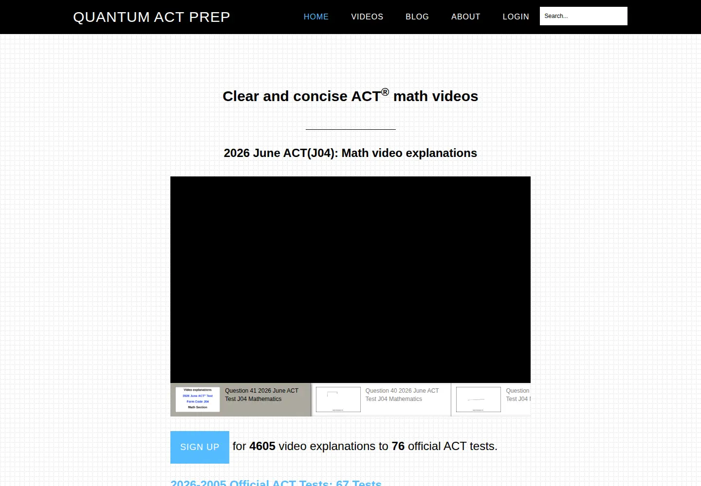 Captured homepage of quantumactprep.com in the current scan