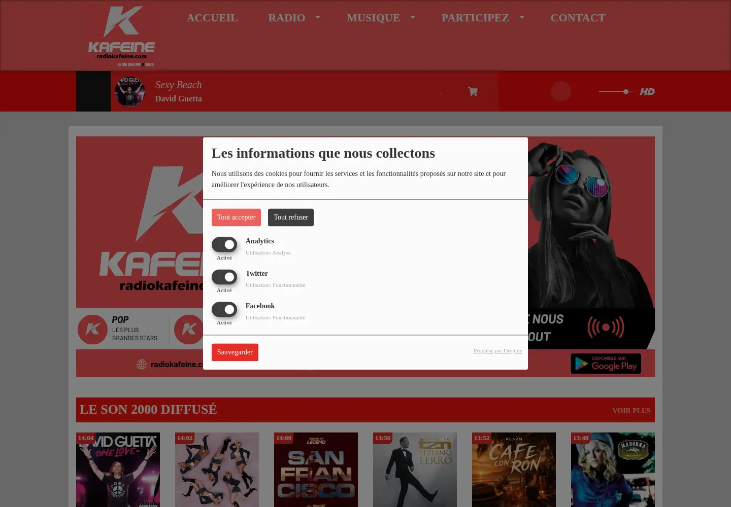 Screenshot of radiokafeine.com