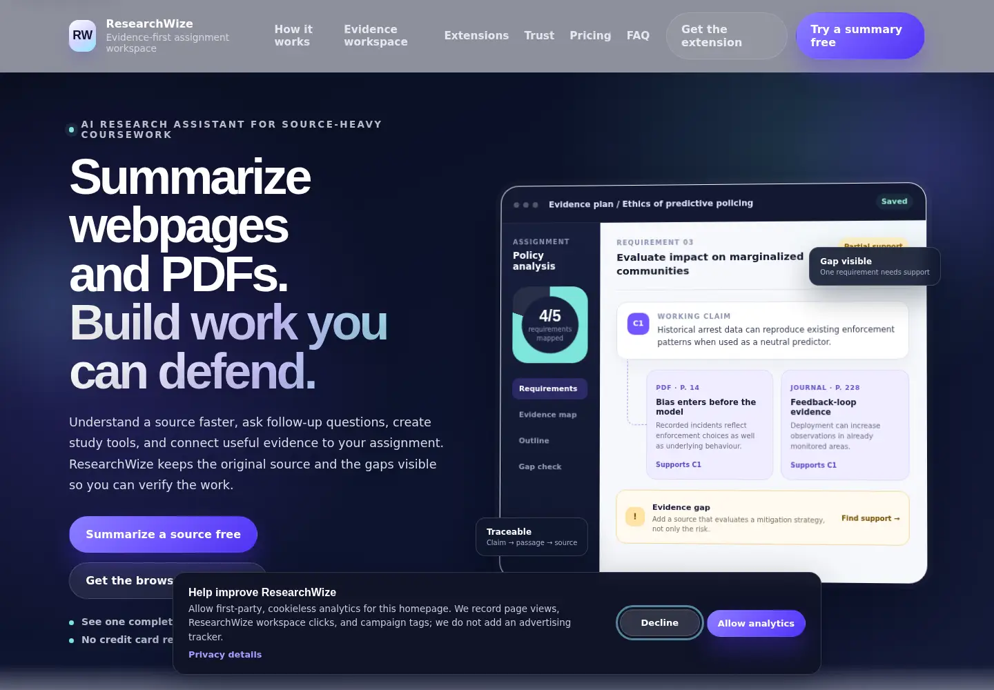 Screenshot of researchwize.com